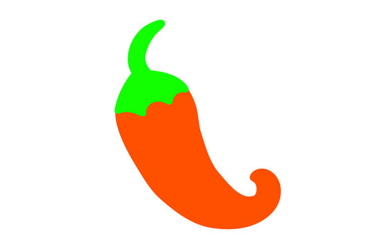 A simple flat illustration of a red chili pepper with green stem.