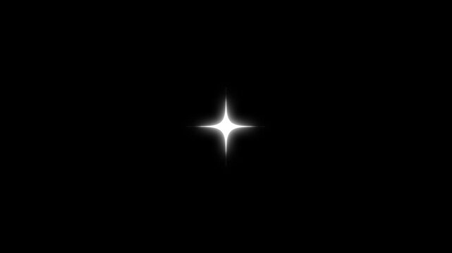 Glowing shinning stars, white star blinking animation, magical starry sky with twinkling stars, Sparkle twinkling star animation video, glowing black screen background. 4K loop video animation