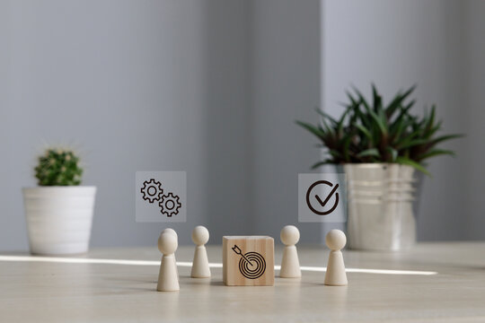 Team goals and achievement concept with target and success symbols