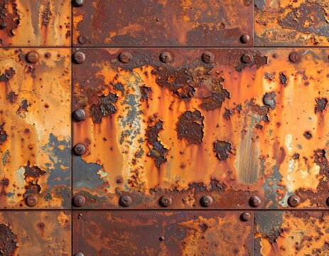 Heavily Corroded Rusty Metal Plate Texture Background