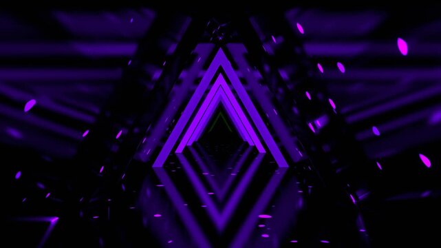 Purple and Green Neon Motion Mirror Triangle Tunnel Background VJ Loop in 4K