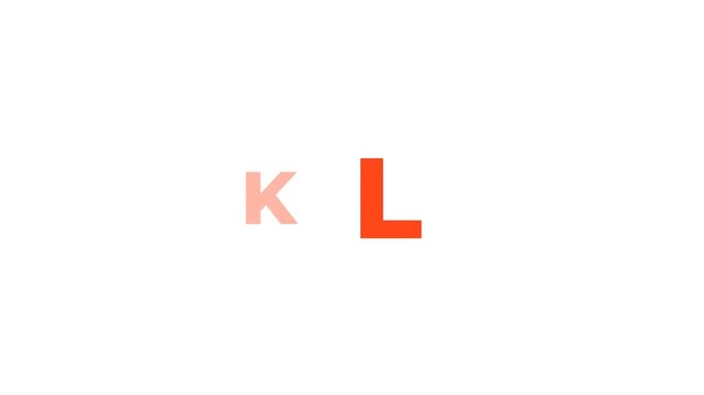 Orange typographic alphabet letters grid on a plain white background