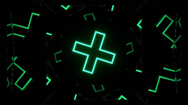 Purple and Turquoise Strobe Cross in Mirror Tunnel Background VJ Loop in 4K