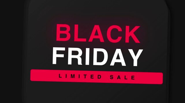 Black Friday limited sale promo text animation zooming out from dark minimal grid background