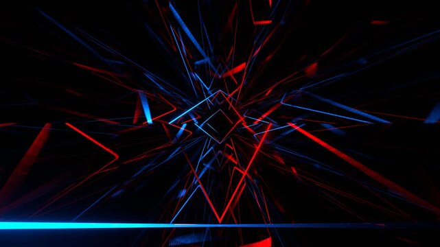 Red and Blue Neon Wave Expansion Tunnel Background VJ Loop in 4K