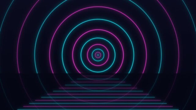 Animated Neon Glowing Geometric Lines Tunnel Cyber Grid Motion Graphic Motion Graphic Loop Featuring Modern Design Elements for Digital Media and Corporate Presentations