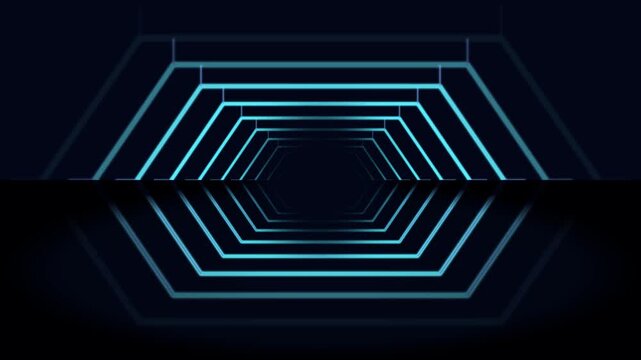 Animated Neon Glowing Geometric Lines Tunnel Cyber Grid Motion Graphic Motion Graphic Loop Featuring Modern Design Elements for Digital Media and Corporate Presentations