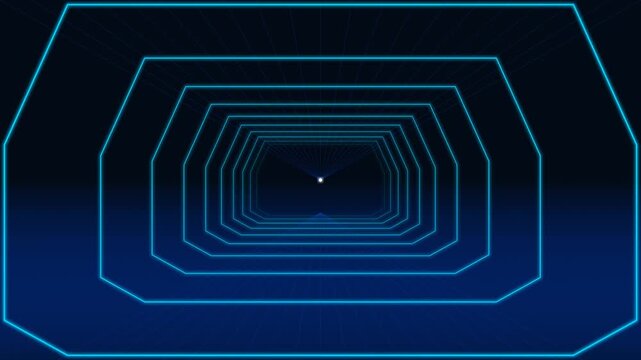 Animated Neon Glowing Geometric Lines Tunnel Cyber Grid Motion Graphic Motion Graphic Loop Featuring Modern Design Elements for Digital Media and Corporate Presentations