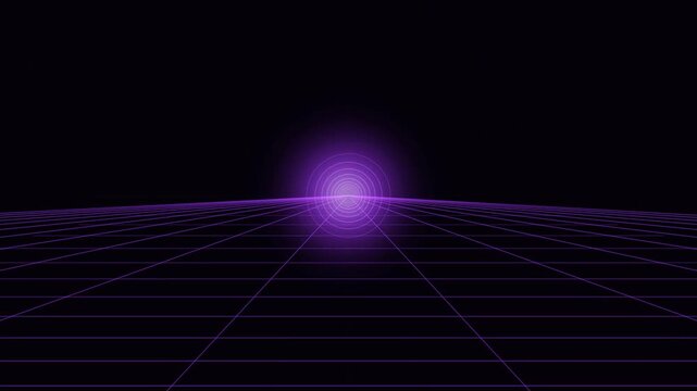 Animated Neon Glowing Geometric Lines Tunnel Cyber Grid Motion Graphic Motion Graphic Loop Featuring Modern Design Elements for Digital Media and Corporate Presentations