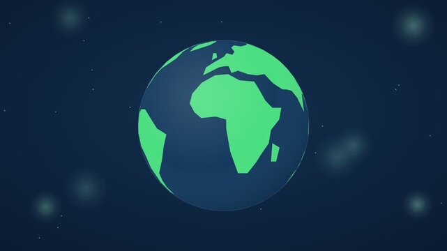 Midnight blue and green rotating planet earth animation, eco and sustainability motion background