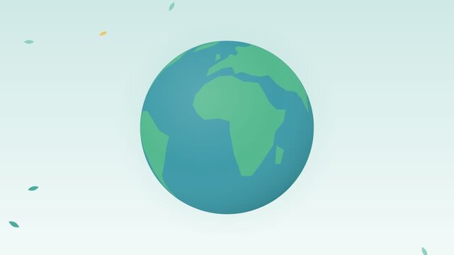 Teal and cream rotating planet earth animation, eco and sustainability motion background