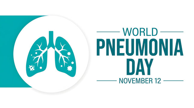 World pneumonia day awareness illustration featuring healthy lungs with a teal and white color scheme designed for impactful health campaigns and education