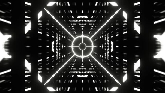 White Moving Circular Strobe Lights in Tunnel Background VJ Loop in 4K
