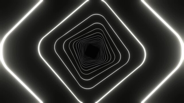 White Neon Geometric Squares Background VJ Loop in 4K