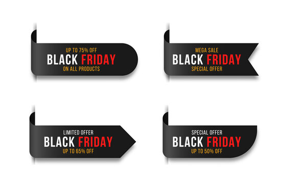 Black Friday discount banners with exclusive retail offers.