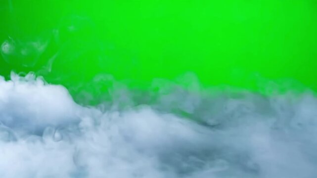Cinematic white smoke special effects on chroma key green screen