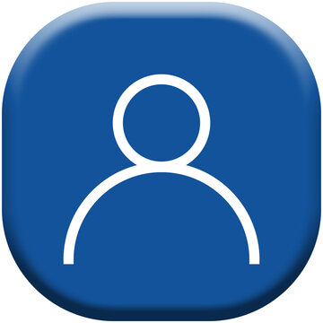 Blue user profile and account button icon 3D vector illustration isolated on white background