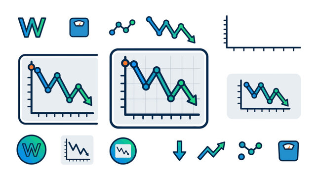 Business Growth Charts and Icons Isolated on Transparent Background