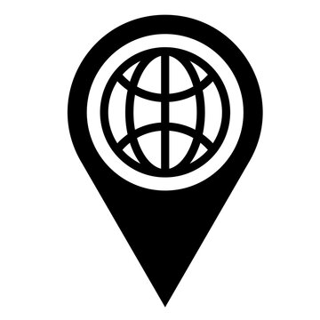 world map pointer, Location pin er bhetor globe ba global map marker vector icon