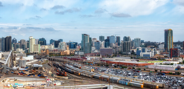  San Diego Downtown Area with Railroad Hub. Southern California City. San Diego is the Eighth Largest City in the United States.