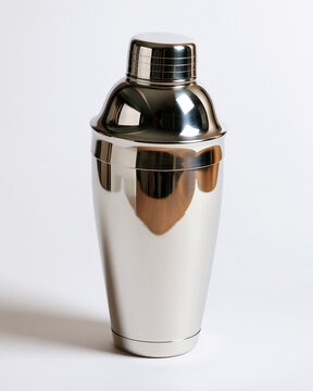 Metal cocktail shaker on white background