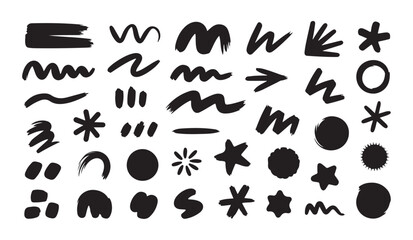 Fototapeta premium Hand drawn doodle shapes collection black artistic icons for creative graphic design and decoration elements.