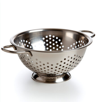 Stainless steel colander with holes for draining