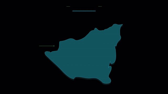Animated Map of Syria Highlighting National Territory and Borders.