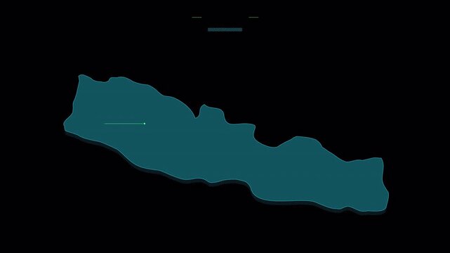Animated Map Silhouette of Nepal Country on Black Background.