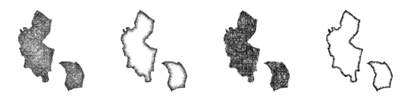 Black and white sketch Triesenberg (Liechtenstein) outline map design set