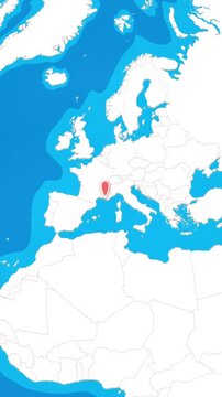 Vertical 3D globe zooming into Marseille city location pin concept
