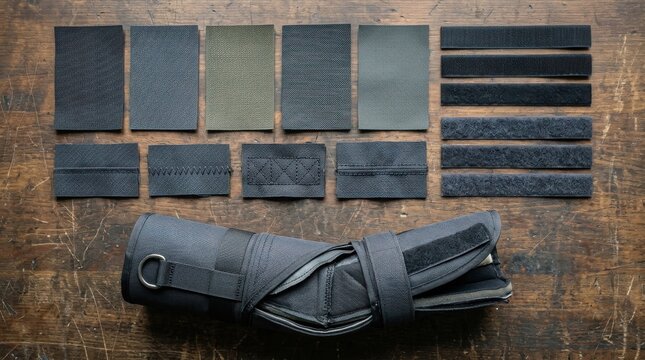 Knolled samples of abrasion resistant robot cover fabric with reinforced stitching and cutaway joint sleeve