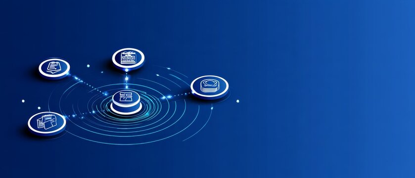 Central ERP hub connecting business applications in a circular network