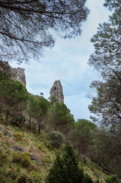 Hiking trail to Cerro Coros, a prominent peak in the Sierra de Grazalema Natural Park, Spain