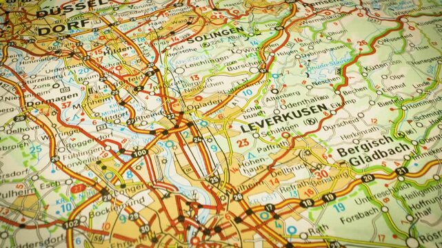 road network to Cologne, Germany &ndash; smooth gliding atlas map view
