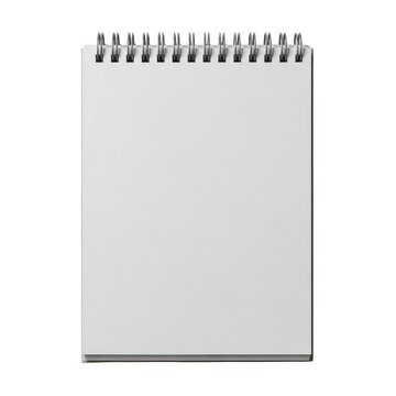 Blank spiral notebook with empty paper pages isolated on transparent background