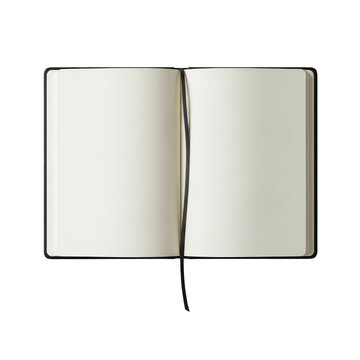 Open blank notebook with a bookmark ribbon isolated on transparent background