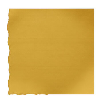 Square piece of textured gold metallic paper isolated on transparent background