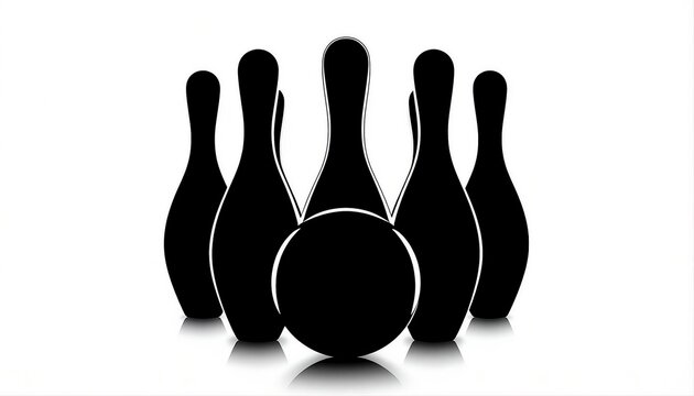 Bowling Pins Silhouette with Bowling Ball Vector Illustration