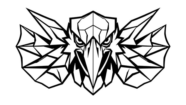 Stylized geometric eagle head vector illustration isolated on white background