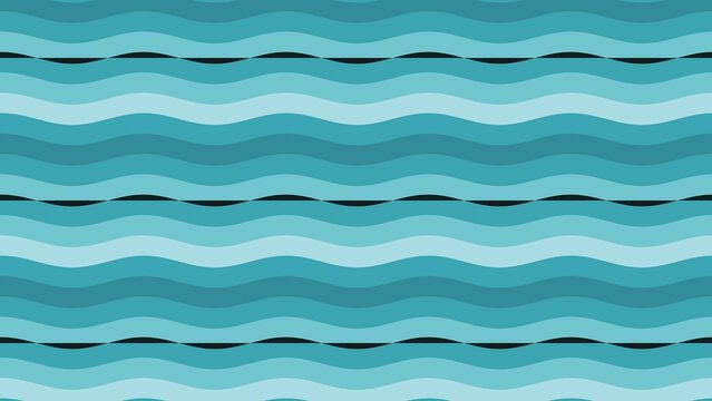 Fond sans couture de motif de rayures ondul&eacute;es ann&eacute;es 70 en cyan