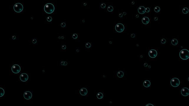 Bubbles floating upwards against a black background motion background