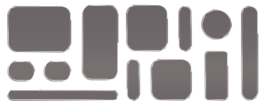 Transparent glass elements with liquid morphism effect for ui design and modern interfaces. Rounded rectangles, circles and buttons with frosted blur overlay Glassmorphism components for web or app