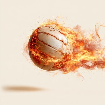 volleyball on fire getting hit into the left direction