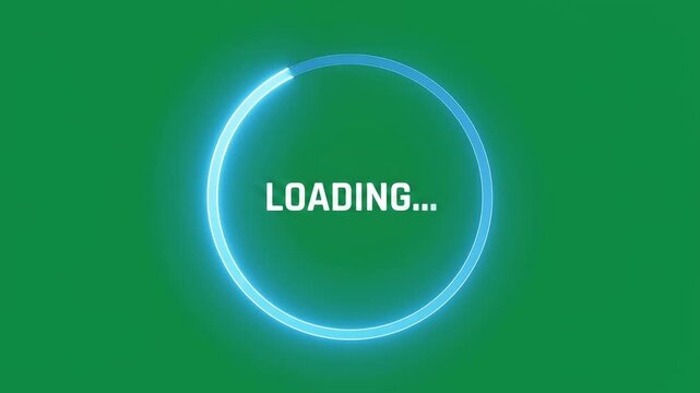 Loading Circle Animation with Glowing Progress Ring on Green Screen