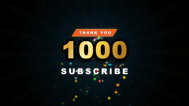 Thank you 1000 subscribers celebration animation with confetti