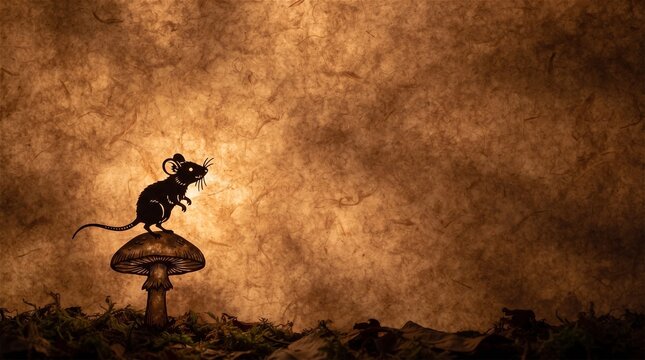 Mouse on mushroom papercut art fairytale fantasy
