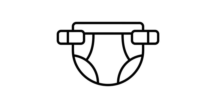 Minimalist baby diaper line icon representing newborn care and hygiene.
