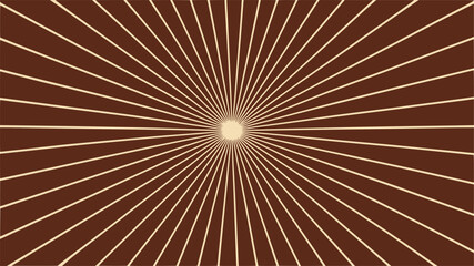 Obraz premium Sunburst starburst radiate ray line pattern dark brown rust cream vector background design