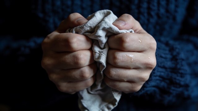 Hands Wringing Out Wet Cloth